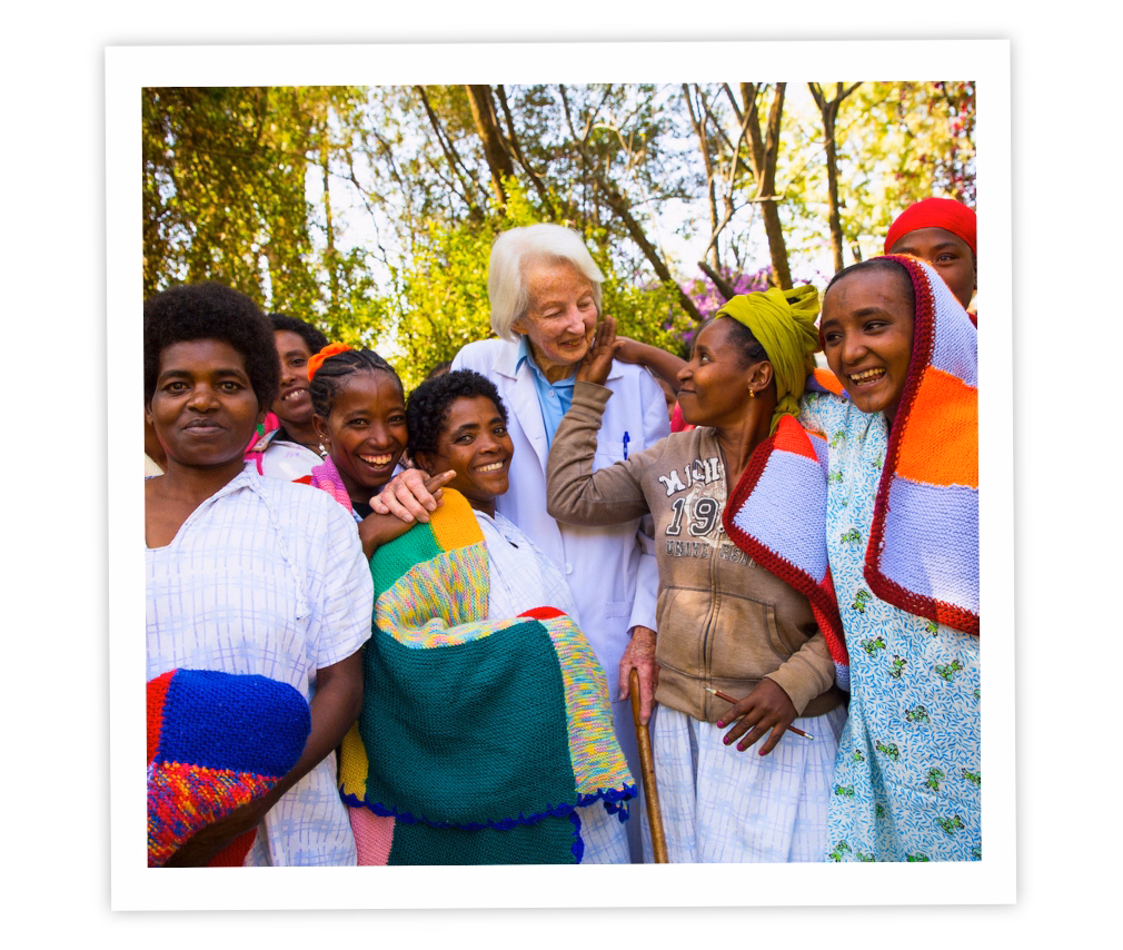 Dr Catherine Hamlin with obstetric fistula patients in Ethiopia